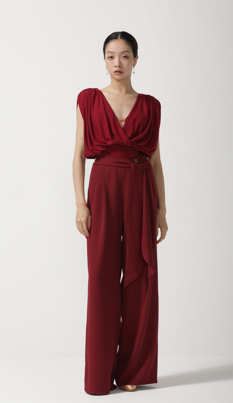 Red Detachable Sash & Cuff Pants