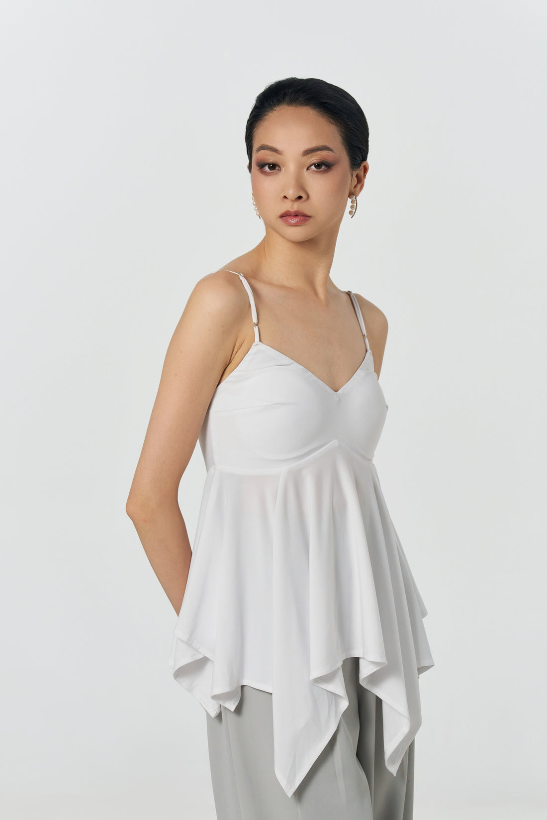 White Adjustable Strap Built-In Bra Standard Practice Camisole