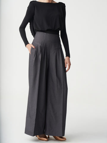 High Waist Wide Leg Grey Ballroom Dance Pants