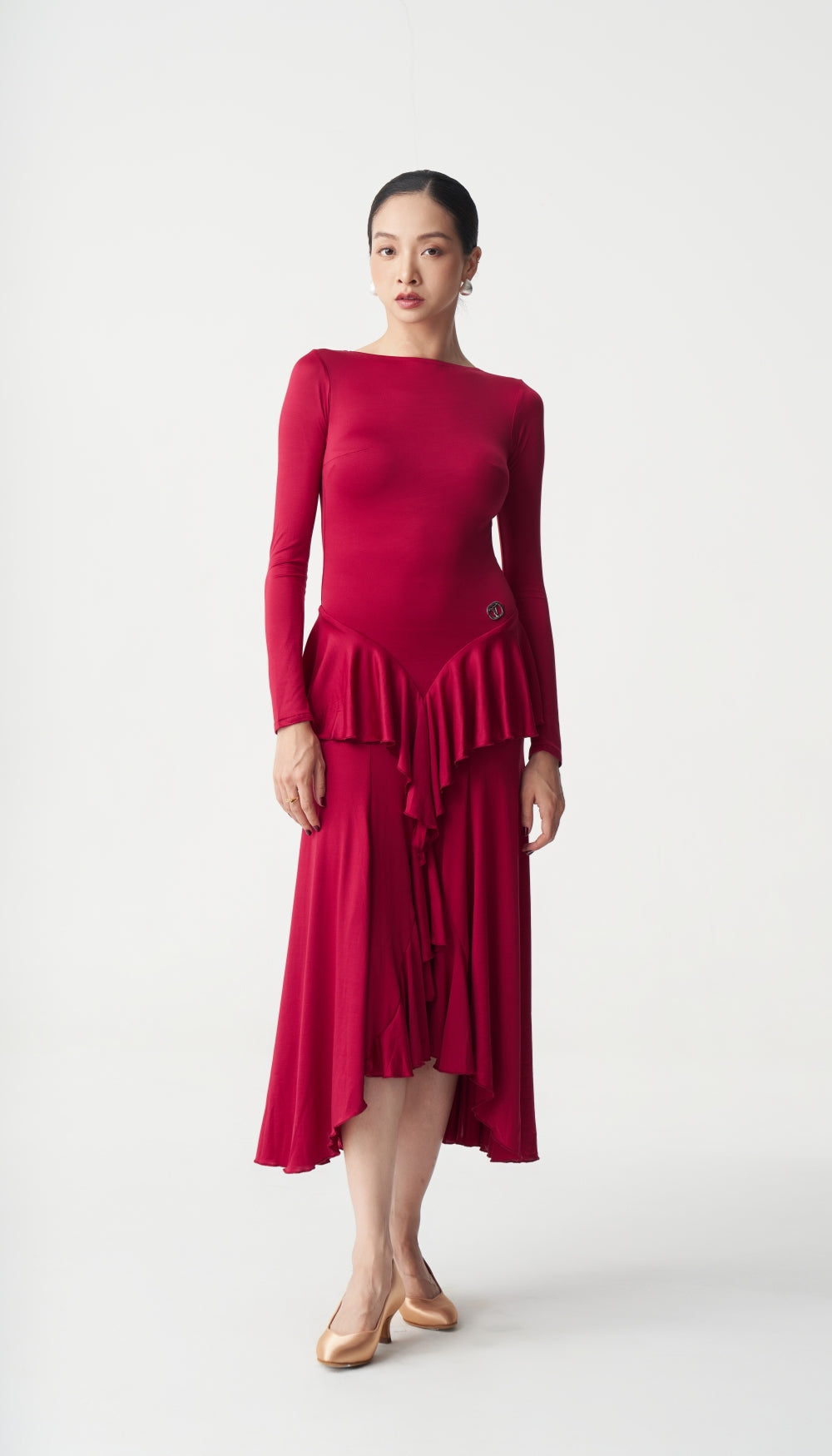 Custom Made Red Ruffle Ballroom Dress