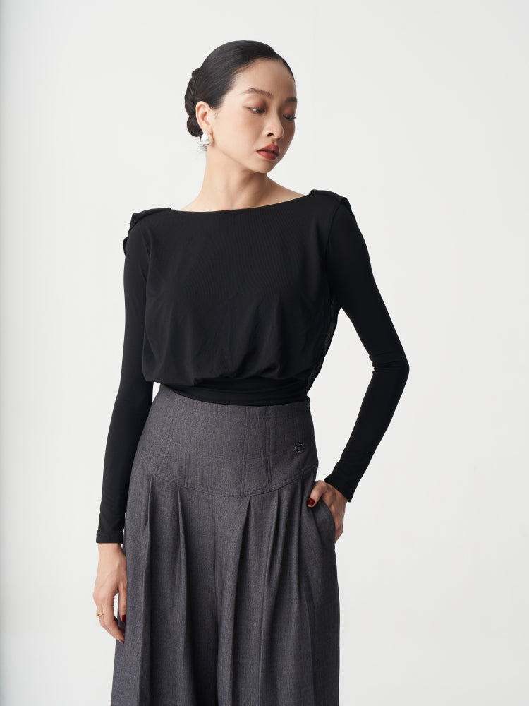 Draped Back Ballroom Dance Bodysuit