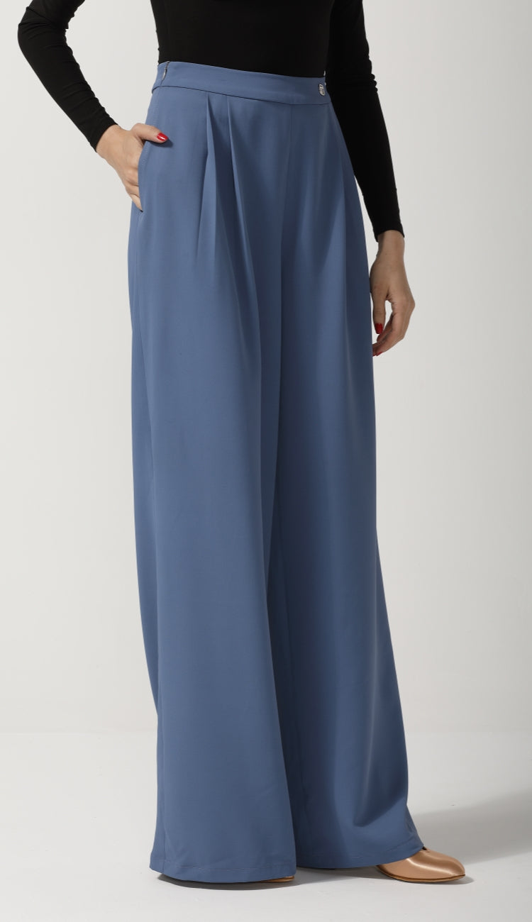 Dusty Blue Detachable Sash & Cuff Pants