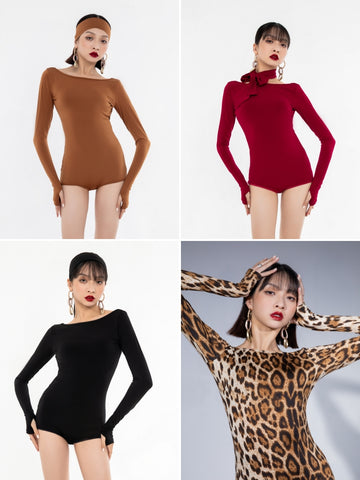 4 Colors Solid Ballroom Bodysuit Bundle
