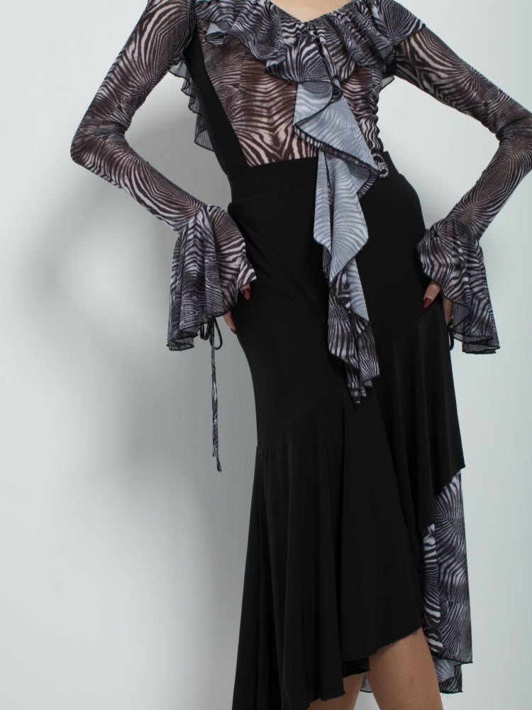 Black & Zebra Print Ballroom Skirt