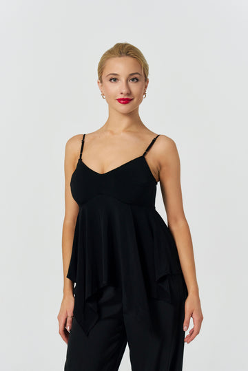 Black Adjustable Strap Built-In Bra Standard Practice Camisole