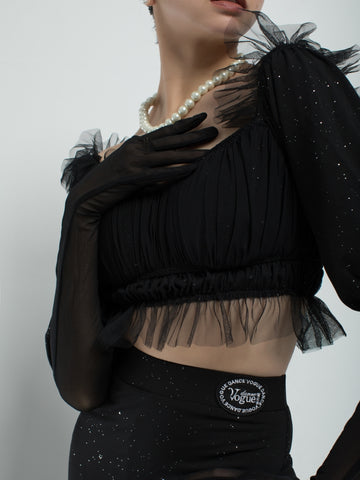 Sparkle Off-Shoulder Standard Dance Top