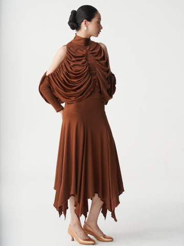 Custom Made Draped Brown Ballroom Dress
