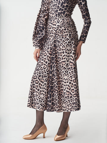 Leopard print midi skirt