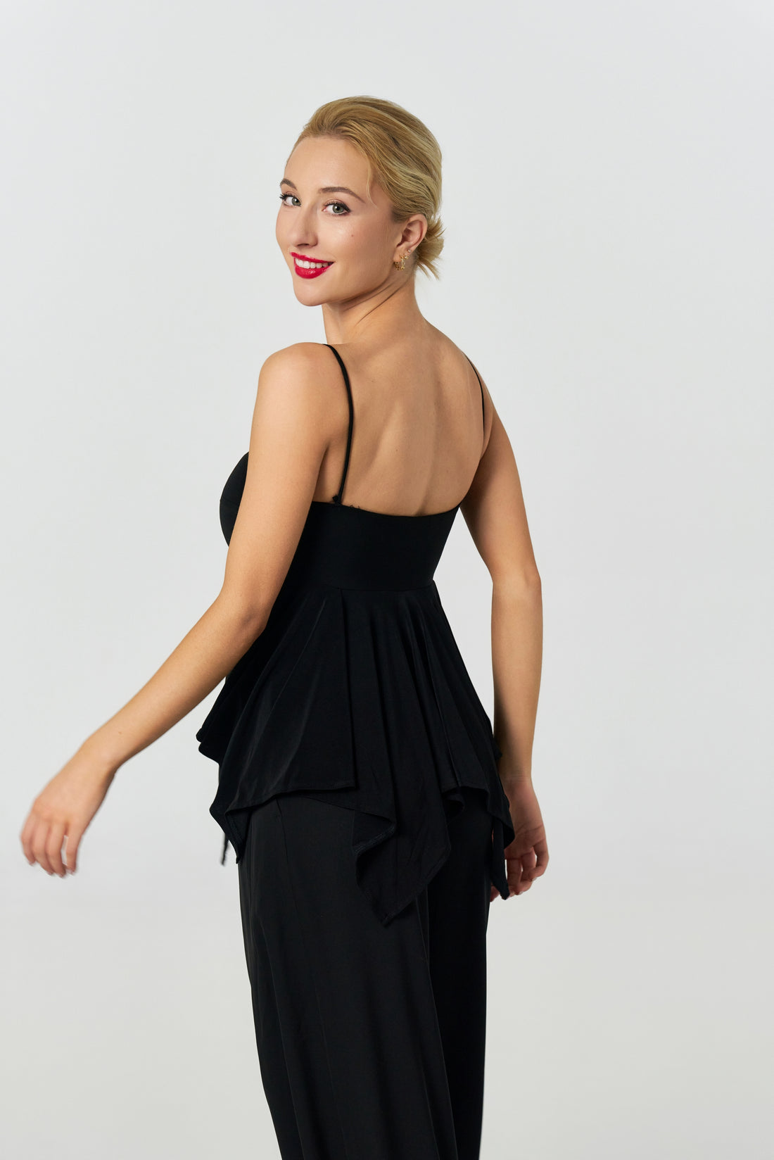 Black Adjustable Strap Built-In Bra Standard Practice Camisole