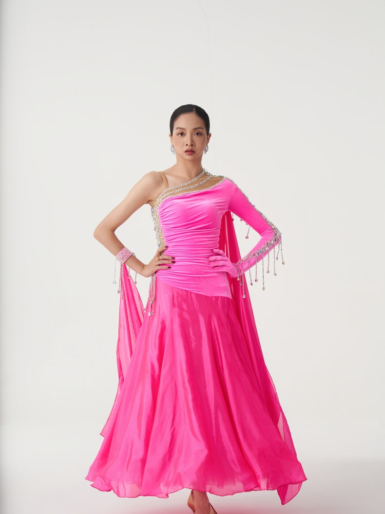 Luxury Made-to-Measure Hot Pink Ballroom Competition Dress