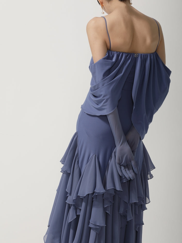 Elegant Dusty Blue Bodysuit with Complimentary Gloves